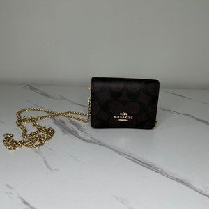 COACH Mini Wallet On A Chain In Signature Canvas